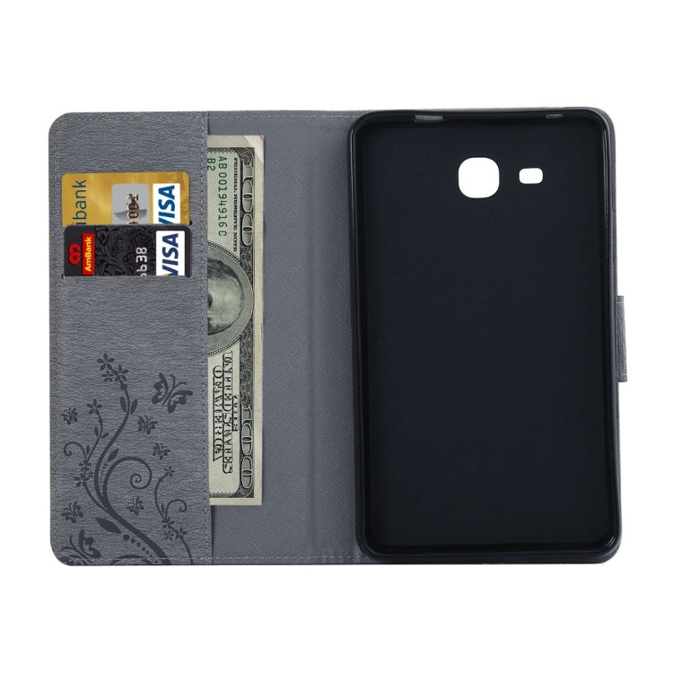 For Galaxy Tab A 7.0 Pressed Flowers Butterfly Pattern Horizontal Flip PU Leather Case with Magnetic Buckle & Holder & Card Slots & Wallet