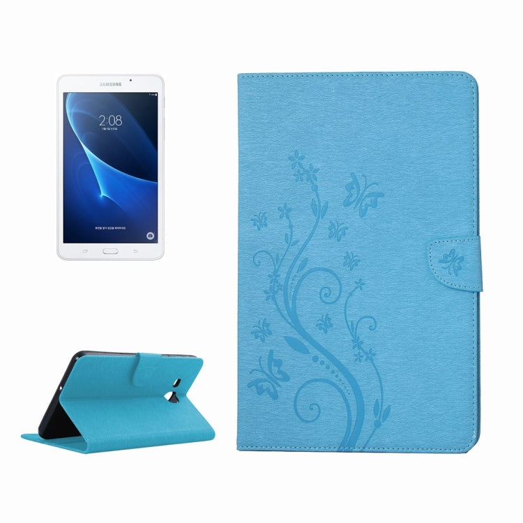 For Galaxy Tab A 7.0 Pressed Flowers Butterfly Pattern Horizontal Flip PU Leather Case with Magnetic Buckle & Holder & Card Slots & Wallet