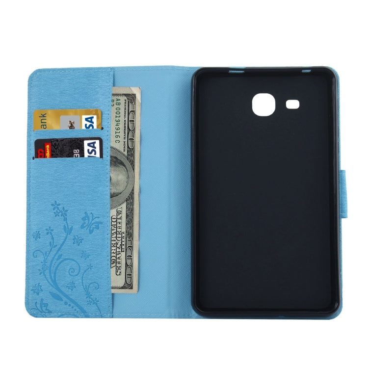 For Galaxy Tab A 7.0 Pressed Flowers Butterfly Pattern Horizontal Flip PU Leather Case with Magnetic Buckle & Holder & Card Slots & Wallet