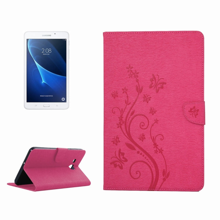 For Galaxy Tab A 7.0 Pressed Flowers Butterfly Pattern Horizontal Flip PU Leather Case with Magnetic Buckle & Holder & Card Slots & Wallet