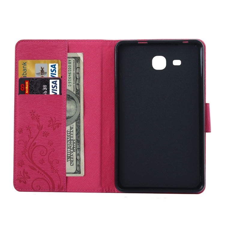 For Galaxy Tab A 7.0 Pressed Flowers Butterfly Pattern Horizontal Flip PU Leather Case with Magnetic Buckle & Holder & Card Slots & Wallet