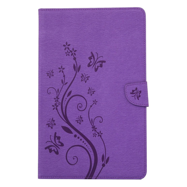 For Galaxy Tab A 7.0 Pressed Flowers Butterfly Pattern Horizontal Flip PU Leather Case with Magnetic Buckle & Holder & Card Slots & Wallet