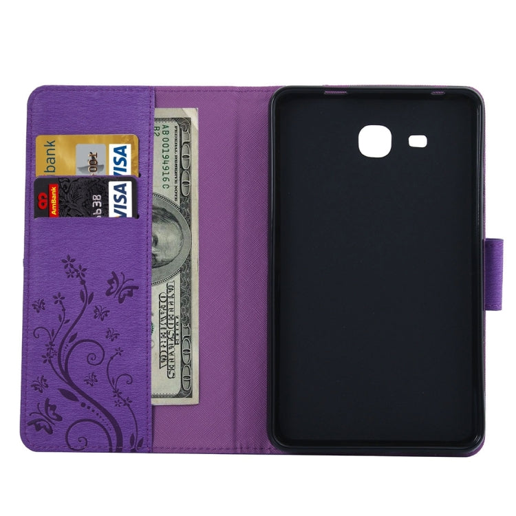For Galaxy Tab A 7.0 Pressed Flowers Butterfly Pattern Horizontal Flip PU Leather Case with Magnetic Buckle & Holder & Card Slots & Wallet