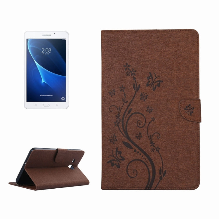 For Galaxy Tab A 7.0 Pressed Flowers Butterfly Pattern Horizontal Flip PU Leather Case with Magnetic Buckle & Holder & Card Slots & Wallet