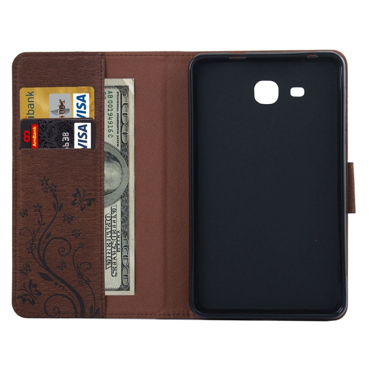 For Galaxy Tab A 7.0 Pressed Flowers Butterfly Pattern Horizontal Flip PU Leather Case with Magnetic Buckle & Holder & Card Slots & Wallet