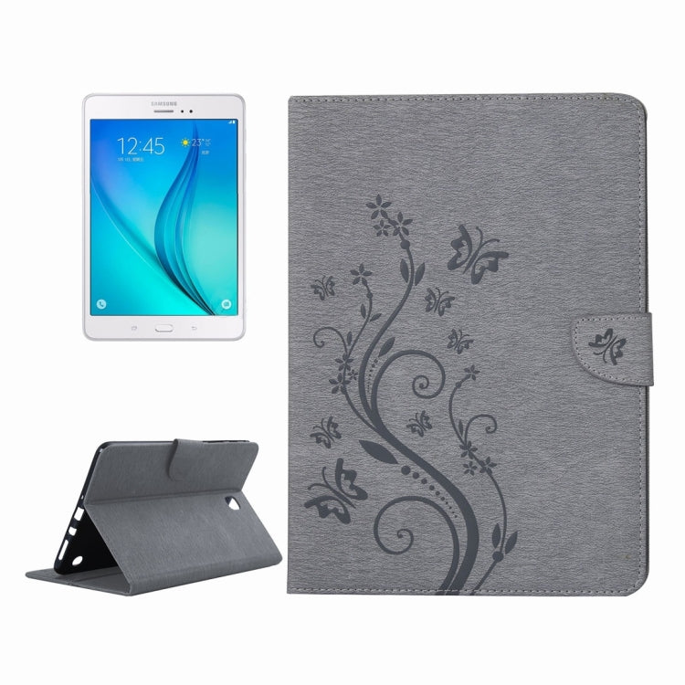 For Galaxy Tab A 8.0 / T350 Pressed Flowers Butterfly Pattern Horizontal Flip PU Leather Case with Magnetic Buckle & Holder & Card Slots & Wallet