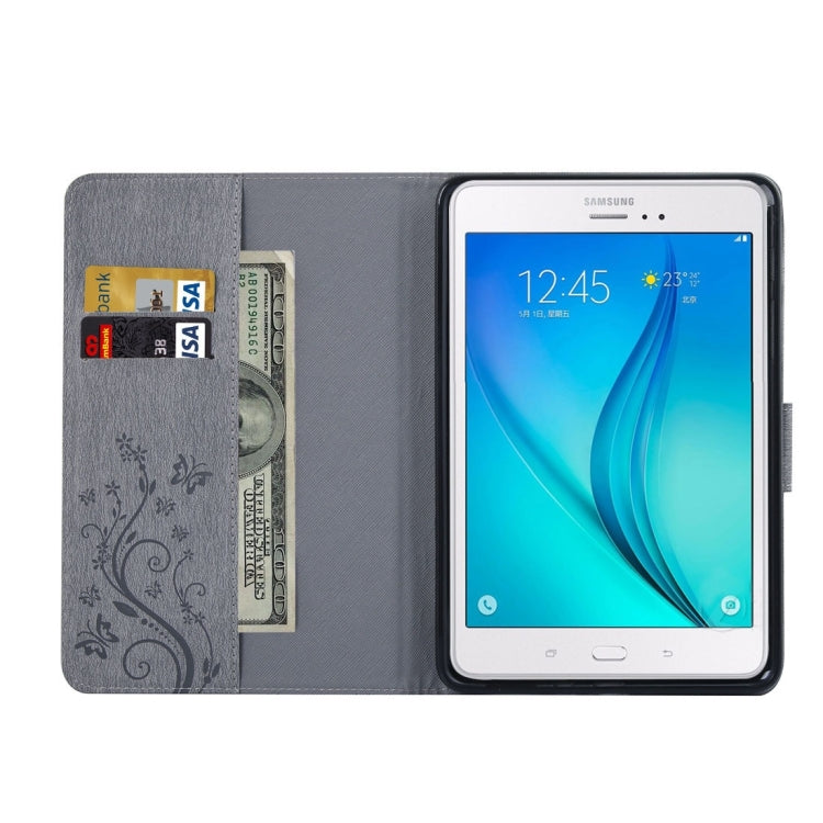 For Galaxy Tab A 8.0 / T350 Pressed Flowers Butterfly Pattern Horizontal Flip PU Leather Case with Magnetic Buckle & Holder & Card Slots & Wallet