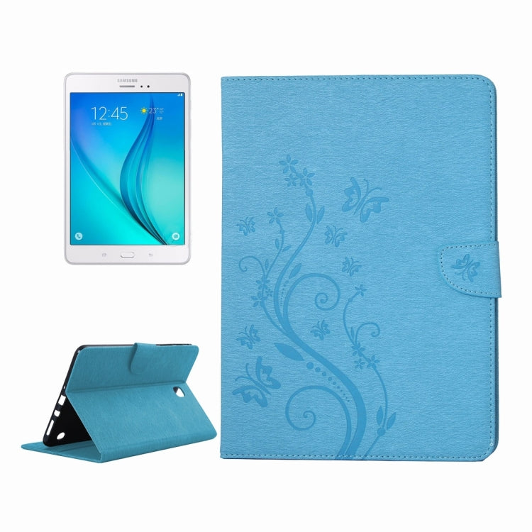 For Galaxy Tab A 8.0 / T350 Pressed Flowers Butterfly Pattern Horizontal Flip PU Leather Case with Magnetic Buckle & Holder & Card Slots & Wallet