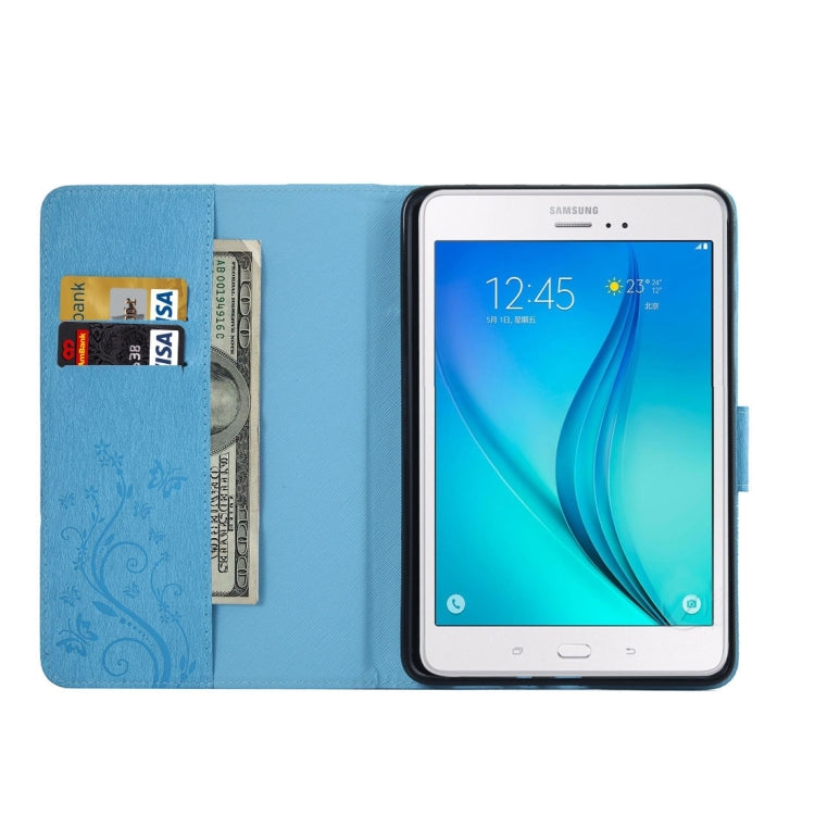 For Galaxy Tab A 8.0 / T350 Pressed Flowers Butterfly Pattern Horizontal Flip PU Leather Case with Magnetic Buckle & Holder & Card Slots & Wallet