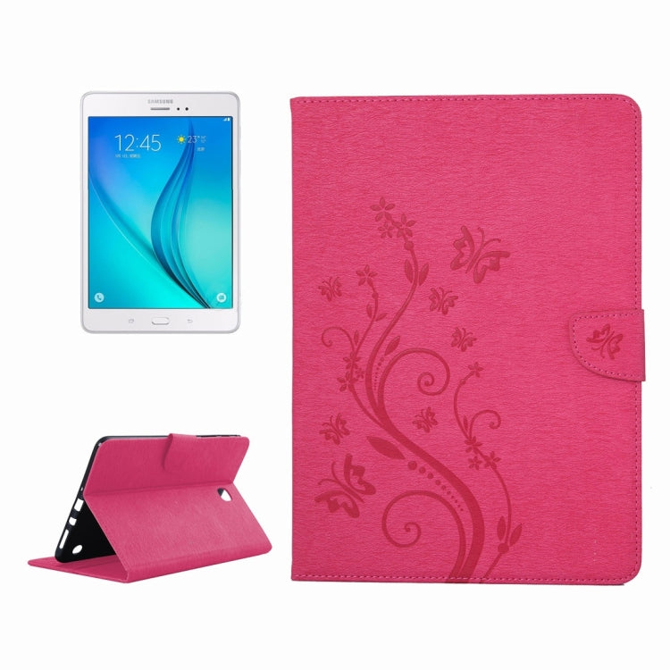 For Galaxy Tab A 8.0 / T350 Pressed Flowers Butterfly Pattern Horizontal Flip PU Leather Case with Magnetic Buckle & Holder & Card Slots & Wallet
