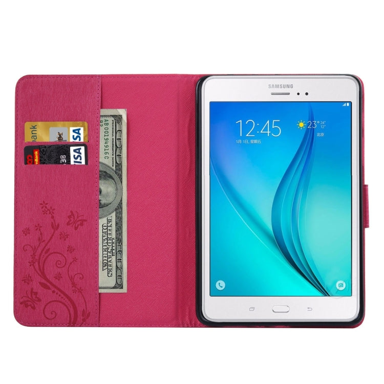 For Galaxy Tab A 8.0 / T350 Pressed Flowers Butterfly Pattern Horizontal Flip PU Leather Case with Magnetic Buckle & Holder & Card Slots & Wallet