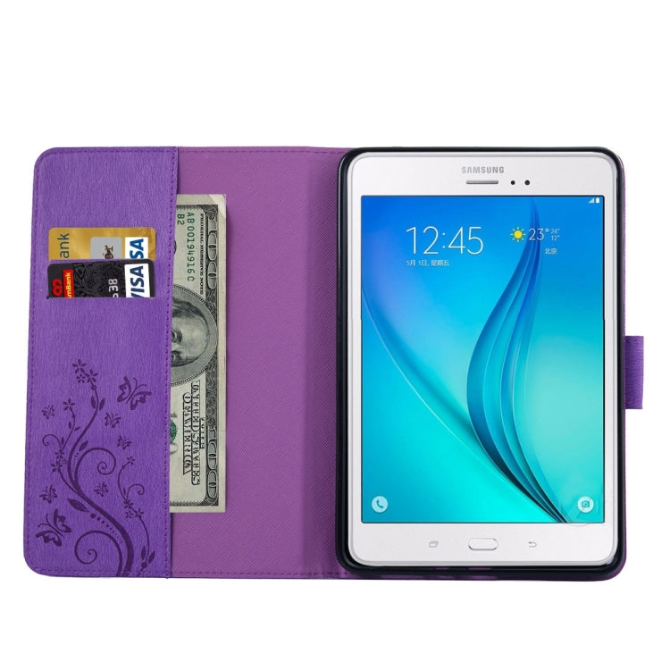For Galaxy Tab A 8.0 / T350 Pressed Flowers Butterfly Pattern Horizontal Flip PU Leather Case with Magnetic Buckle & Holder & Card Slots & Wallet