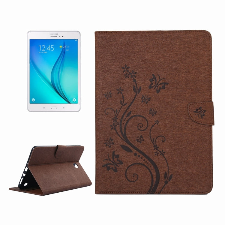 For Galaxy Tab A 8.0 / T350 Pressed Flowers Butterfly Pattern Horizontal Flip PU Leather Case with Magnetic Buckle & Holder & Card Slots & Wallet