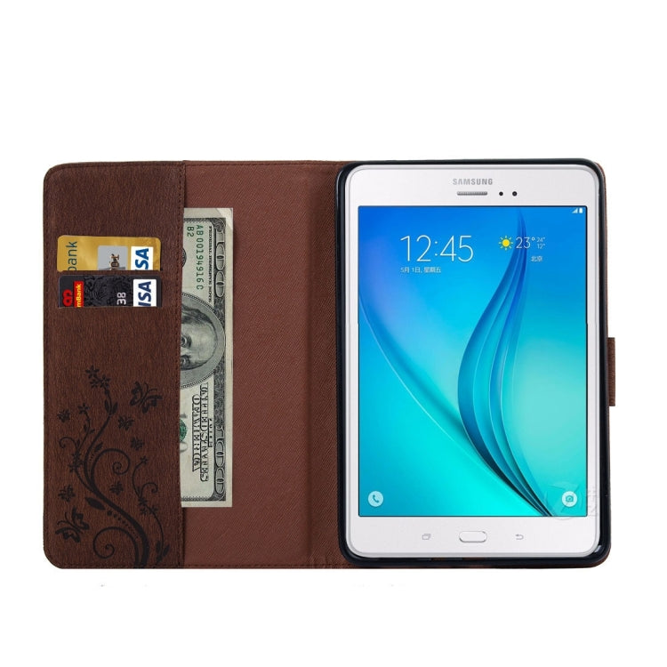For Galaxy Tab A 8.0 / T350 Pressed Flowers Butterfly Pattern Horizontal Flip PU Leather Case with Magnetic Buckle & Holder & Card Slots & Wallet