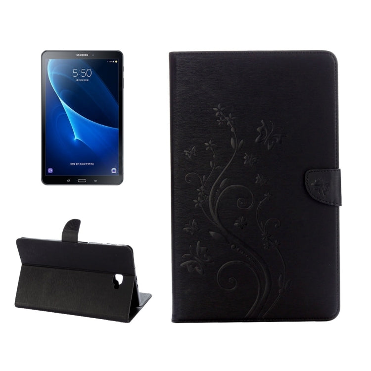 For Galaxy Tab A 10.1 Pressed Flowers Butterfly Pattern Horizontal Flip PU Leather Case with Magnetic Buckle & Holder & Card Slots & Wallet