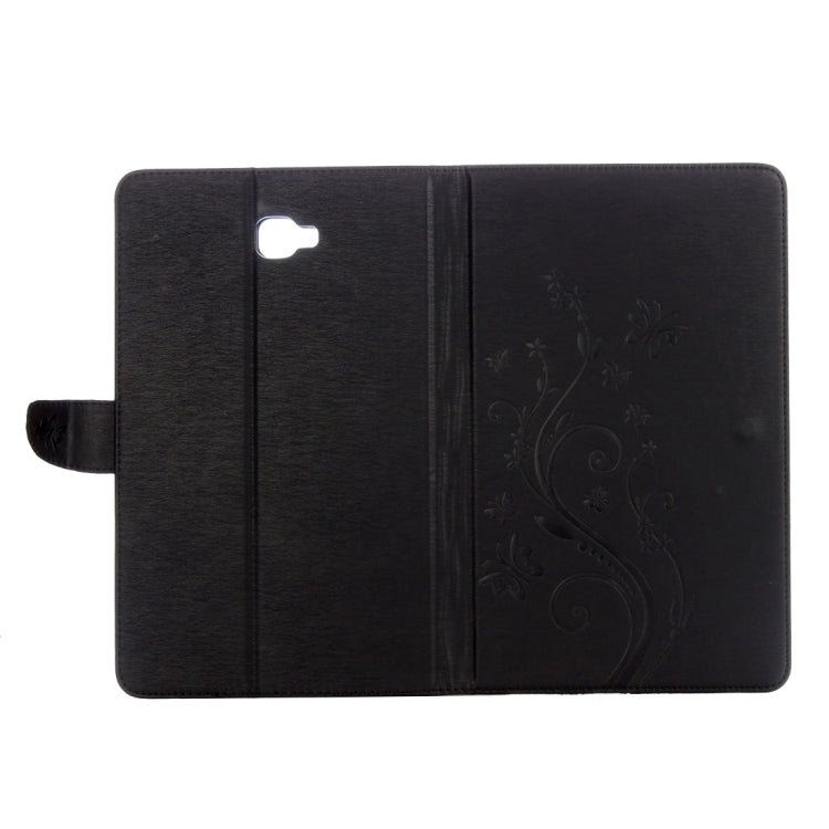 For Galaxy Tab A 10.1 Pressed Flowers Butterfly Pattern Horizontal Flip PU Leather Case with Magnetic Buckle & Holder & Card Slots & Wallet