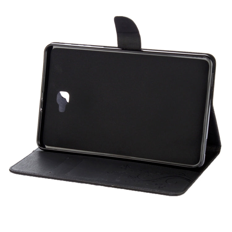 For Galaxy Tab A 10.1 Pressed Flowers Butterfly Pattern Horizontal Flip PU Leather Case with Magnetic Buckle & Holder & Card Slots & Wallet