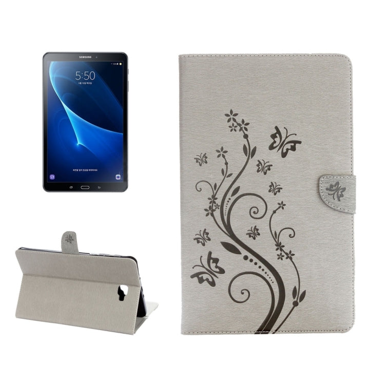 For Galaxy Tab A 10.1 Pressed Flowers Butterfly Pattern Horizontal Flip PU Leather Case with Magnetic Buckle & Holder & Card Slots & Wallet