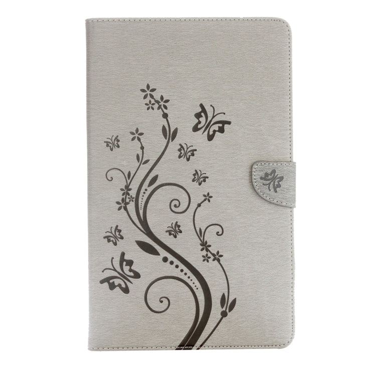 For Galaxy Tab A 10.1 Pressed Flowers Butterfly Pattern Horizontal Flip PU Leather Case with Magnetic Buckle & Holder & Card Slots & Wallet