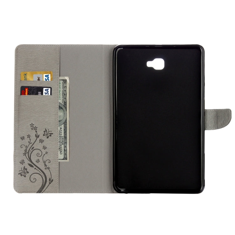 For Galaxy Tab A 10.1 Pressed Flowers Butterfly Pattern Horizontal Flip PU Leather Case with Magnetic Buckle & Holder & Card Slots & Wallet