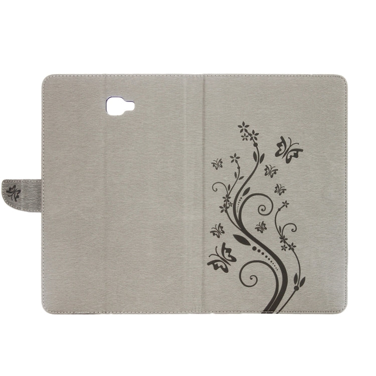 For Galaxy Tab A 10.1 Pressed Flowers Butterfly Pattern Horizontal Flip PU Leather Case with Magnetic Buckle & Holder & Card Slots & Wallet