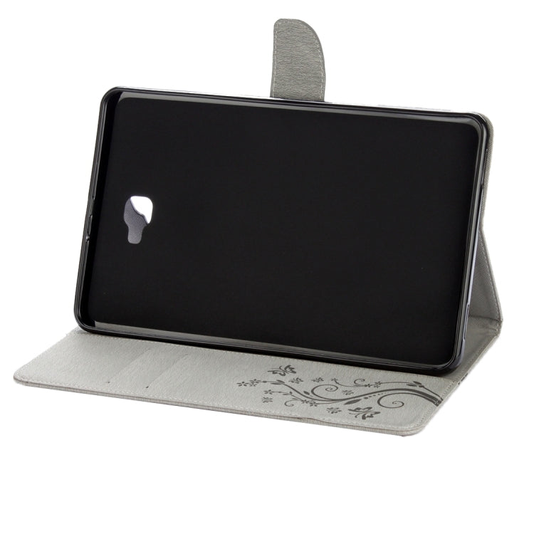 For Galaxy Tab A 10.1 Pressed Flowers Butterfly Pattern Horizontal Flip PU Leather Case with Magnetic Buckle & Holder & Card Slots & Wallet