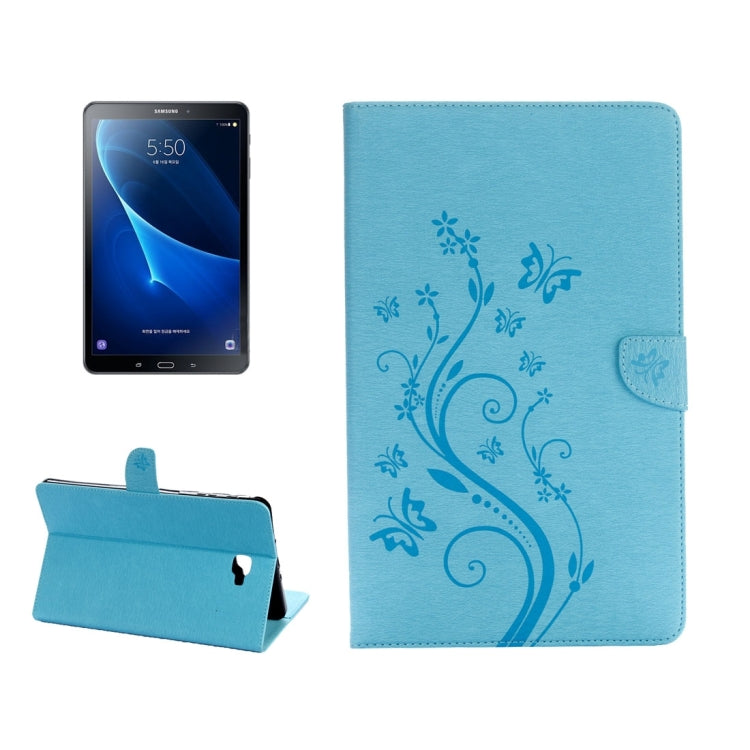 For Galaxy Tab A 10.1 Pressed Flowers Butterfly Pattern Horizontal Flip PU Leather Case with Magnetic Buckle & Holder & Card Slots & Wallet