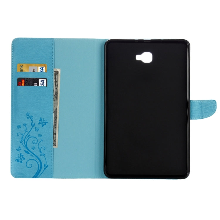 For Galaxy Tab A 10.1 Pressed Flowers Butterfly Pattern Horizontal Flip PU Leather Case with Magnetic Buckle & Holder & Card Slots & Wallet