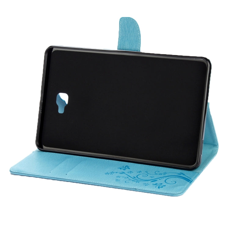 For Galaxy Tab A 10.1 Pressed Flowers Butterfly Pattern Horizontal Flip PU Leather Case with Magnetic Buckle & Holder & Card Slots & Wallet