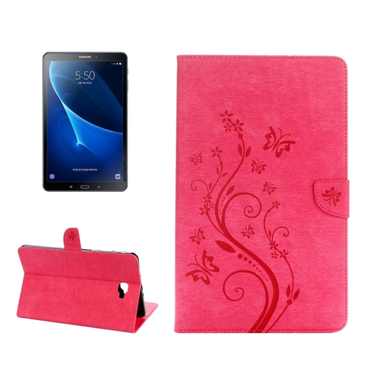 For Galaxy Tab A 10.1 Pressed Flowers Butterfly Pattern Horizontal Flip PU Leather Case with Magnetic Buckle & Holder & Card Slots & Wallet