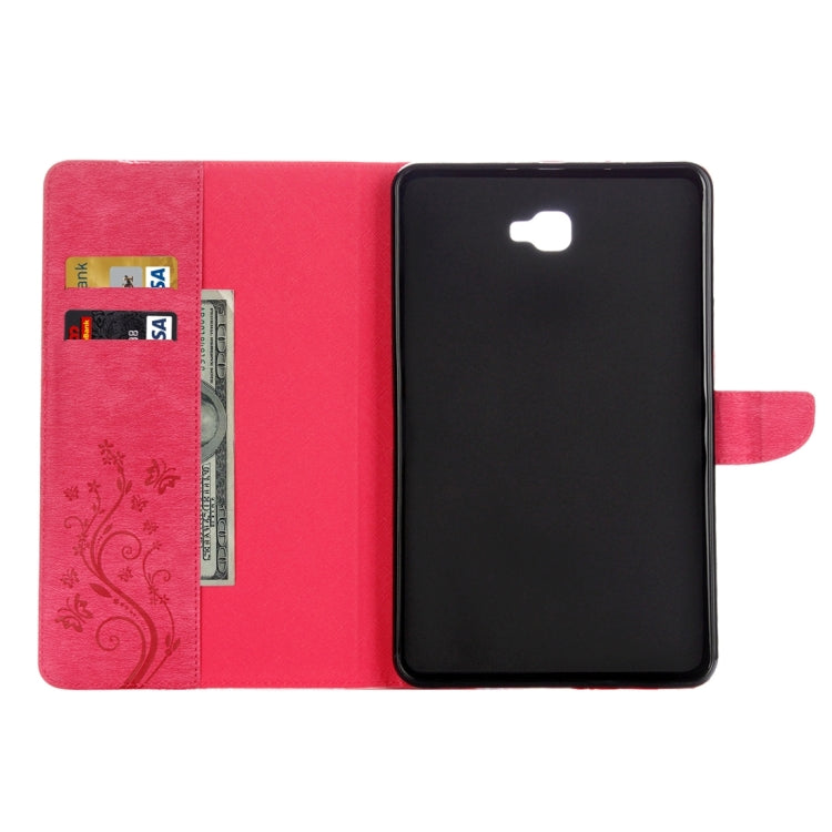 For Galaxy Tab A 10.1 Pressed Flowers Butterfly Pattern Horizontal Flip PU Leather Case with Magnetic Buckle & Holder & Card Slots & Wallet