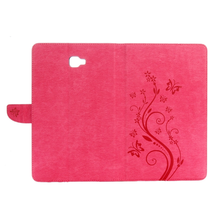 For Galaxy Tab A 10.1 Pressed Flowers Butterfly Pattern Horizontal Flip PU Leather Case with Magnetic Buckle & Holder & Card Slots & Wallet