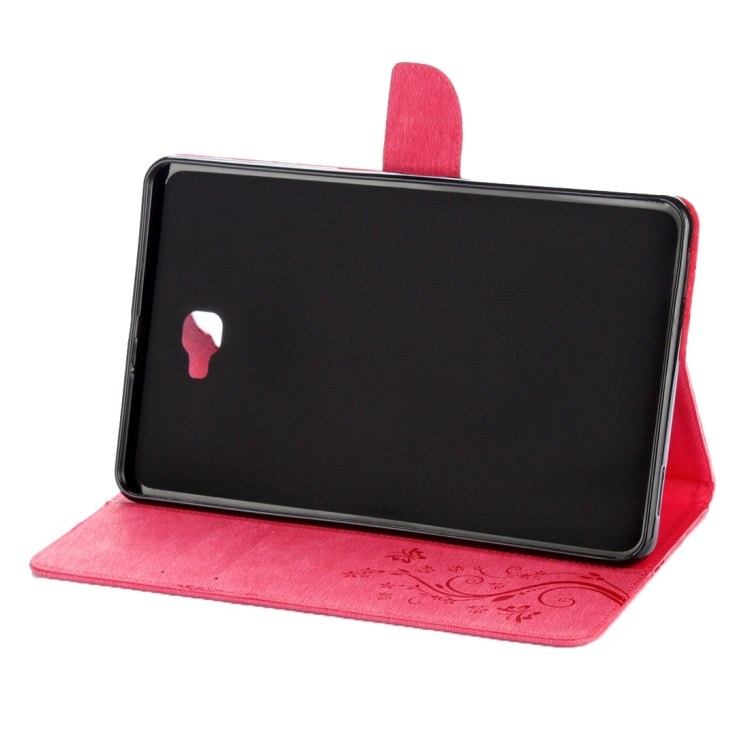 For Galaxy Tab A 10.1 Pressed Flowers Butterfly Pattern Horizontal Flip PU Leather Case with Magnetic Buckle & Holder & Card Slots & Wallet