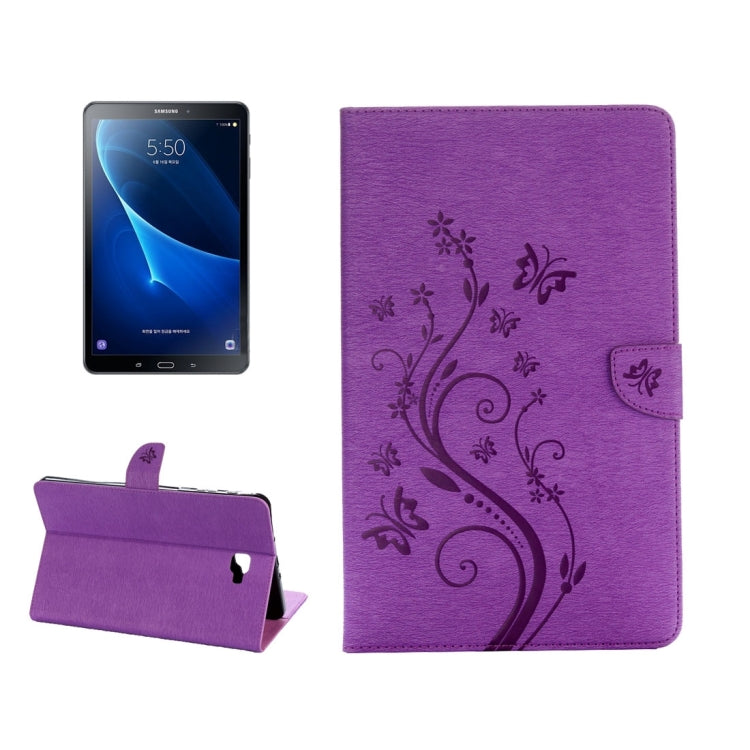 For Galaxy Tab A 10.1 Pressed Flowers Butterfly Pattern Horizontal Flip PU Leather Case with Magnetic Buckle & Holder & Card Slots & Wallet