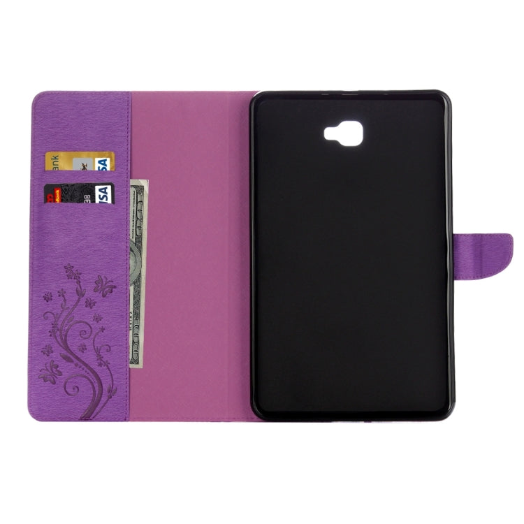 For Galaxy Tab A 10.1 Pressed Flowers Butterfly Pattern Horizontal Flip PU Leather Case with Magnetic Buckle & Holder & Card Slots & Wallet