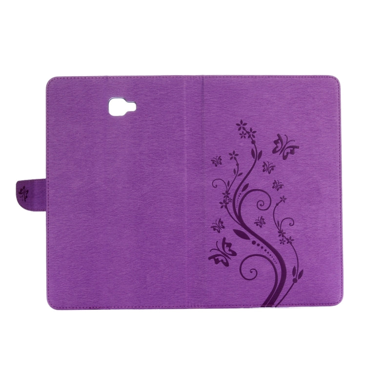 For Galaxy Tab A 10.1 Pressed Flowers Butterfly Pattern Horizontal Flip PU Leather Case with Magnetic Buckle & Holder & Card Slots & Wallet
