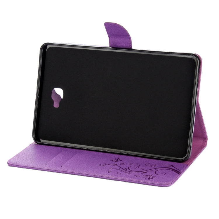 For Galaxy Tab A 10.1 Pressed Flowers Butterfly Pattern Horizontal Flip PU Leather Case with Magnetic Buckle & Holder & Card Slots & Wallet