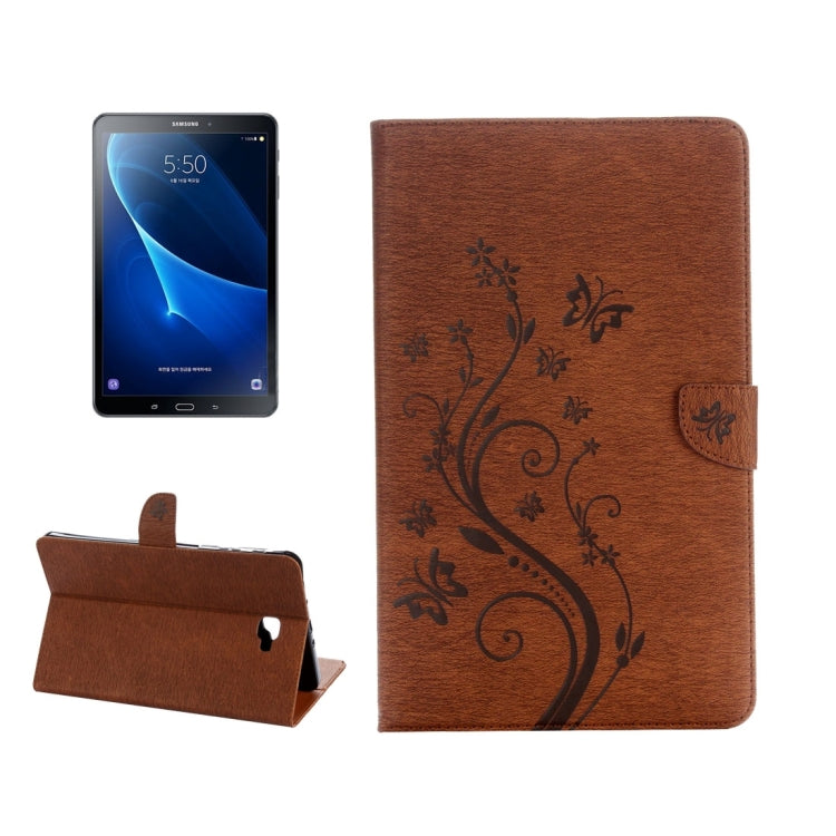 For Galaxy Tab A 10.1 Pressed Flowers Butterfly Pattern Horizontal Flip PU Leather Case with Magnetic Buckle & Holder & Card Slots & Wallet