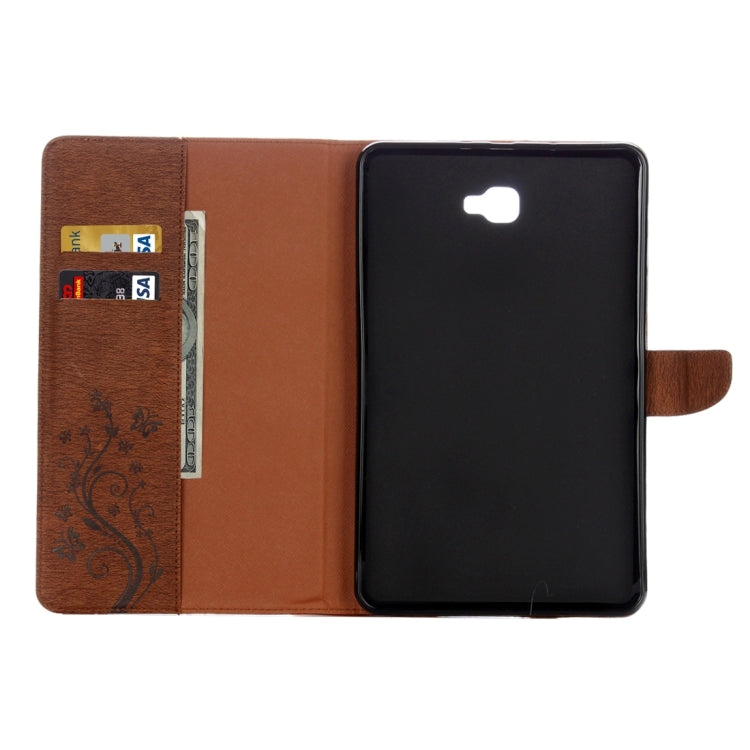 For Galaxy Tab A 10.1 Pressed Flowers Butterfly Pattern Horizontal Flip PU Leather Case with Magnetic Buckle & Holder & Card Slots & Wallet