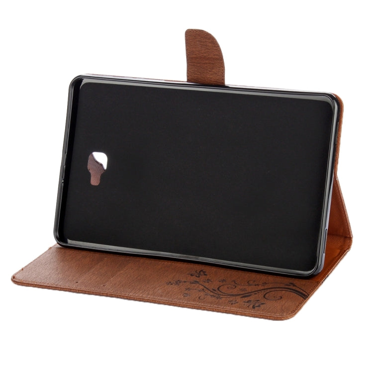 For Galaxy Tab A 10.1 Pressed Flowers Butterfly Pattern Horizontal Flip PU Leather Case with Magnetic Buckle & Holder & Card Slots & Wallet