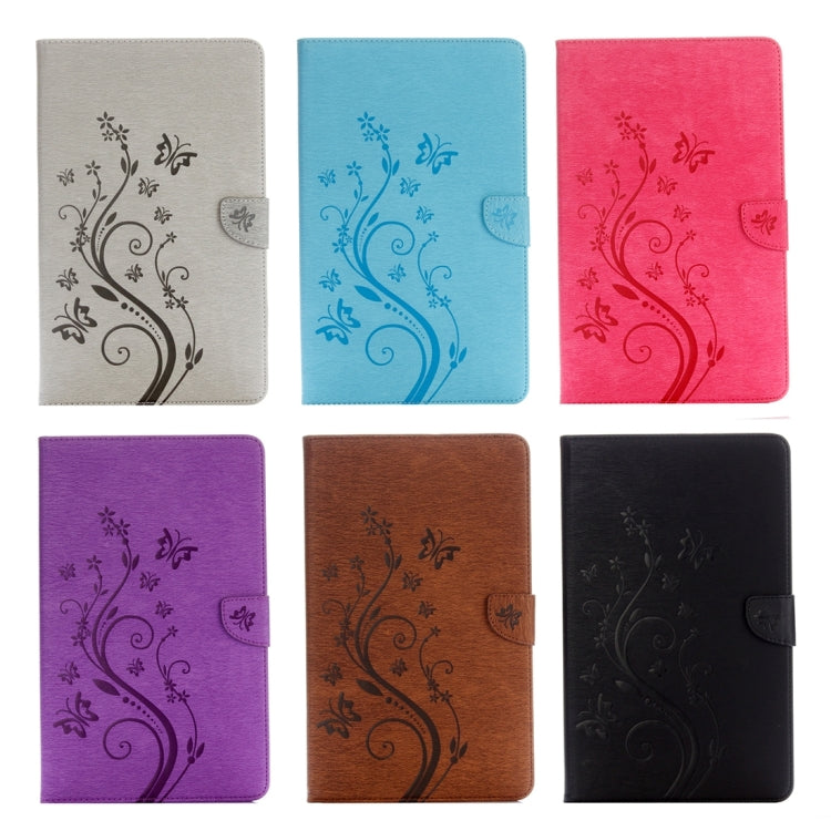 For Galaxy Tab A 10.1 Pressed Flowers Butterfly Pattern Horizontal Flip PU Leather Case with Magnetic Buckle & Holder & Card Slots & Wallet