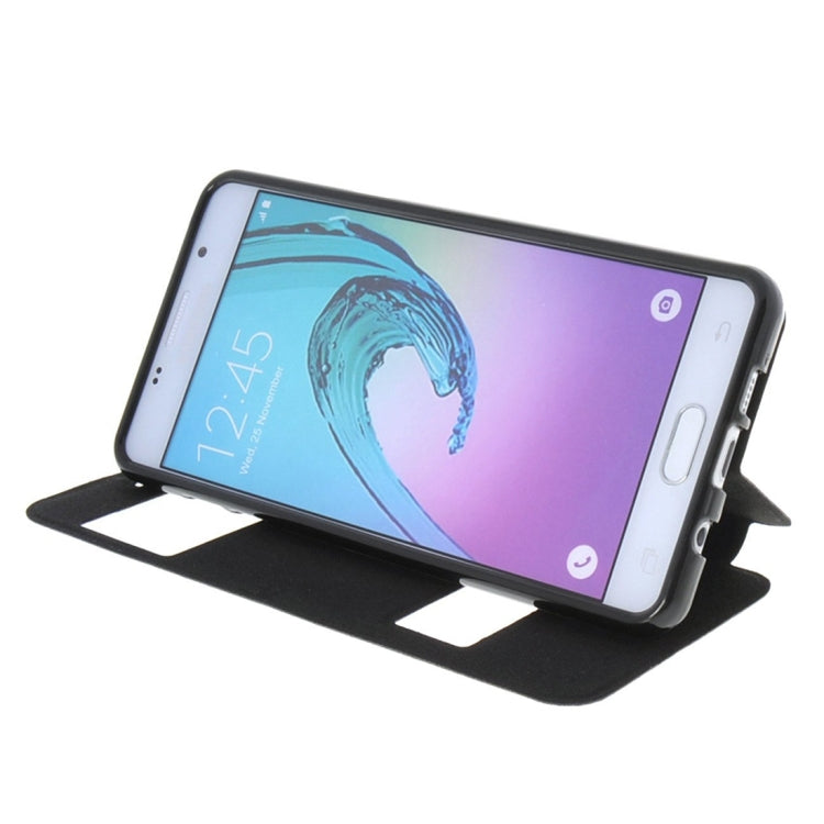 For Galaxy A3 (2016) / A310 Oracle Texture Horizontal Flip TPU + PU Leather Case with Caller ID Window & Holder