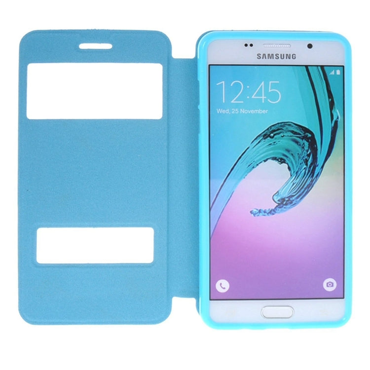 For Galaxy A3 (2016) / A310 Oracle Texture Horizontal Flip TPU + PU Leather Case with Caller ID Window & Holder