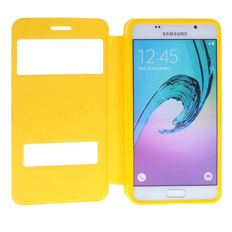 For Galaxy A3 (2016) / A310 Oracle Texture Horizontal Flip TPU + PU Leather Case with Caller ID Window & Holder