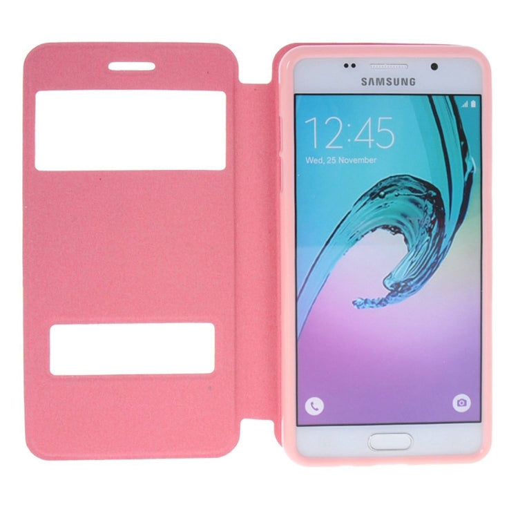 For Galaxy A5 (2016) / A510 Oracle Texture Horizontal Flip TPU + PU Leather Case with Caller ID Window & Holder