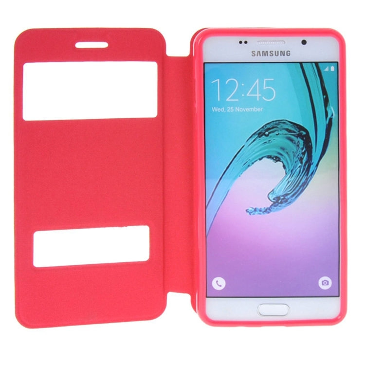 For Galaxy A5 (2016) / A510 Oracle Texture Horizontal Flip TPU + PU Leather Case with Caller ID Window & Holder