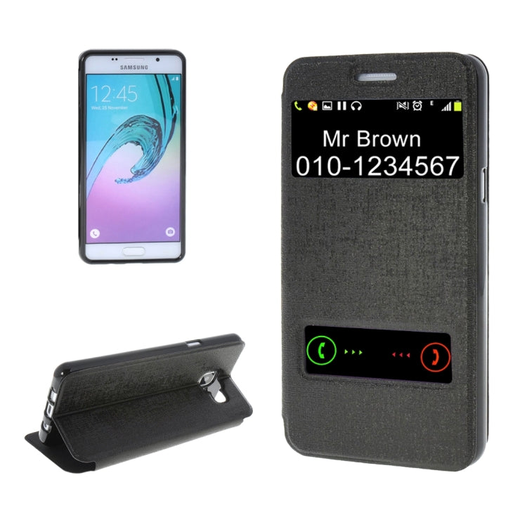 For Galaxy A7 (2016) / A710 Oracle Texture Horizontal Flip TPU + PU Leather Case with Caller ID Window & Holder