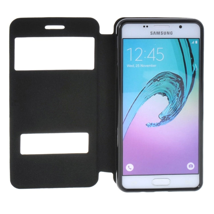 For Galaxy A7 (2016) / A710 Oracle Texture Horizontal Flip TPU + PU Leather Case with Caller ID Window & Holder