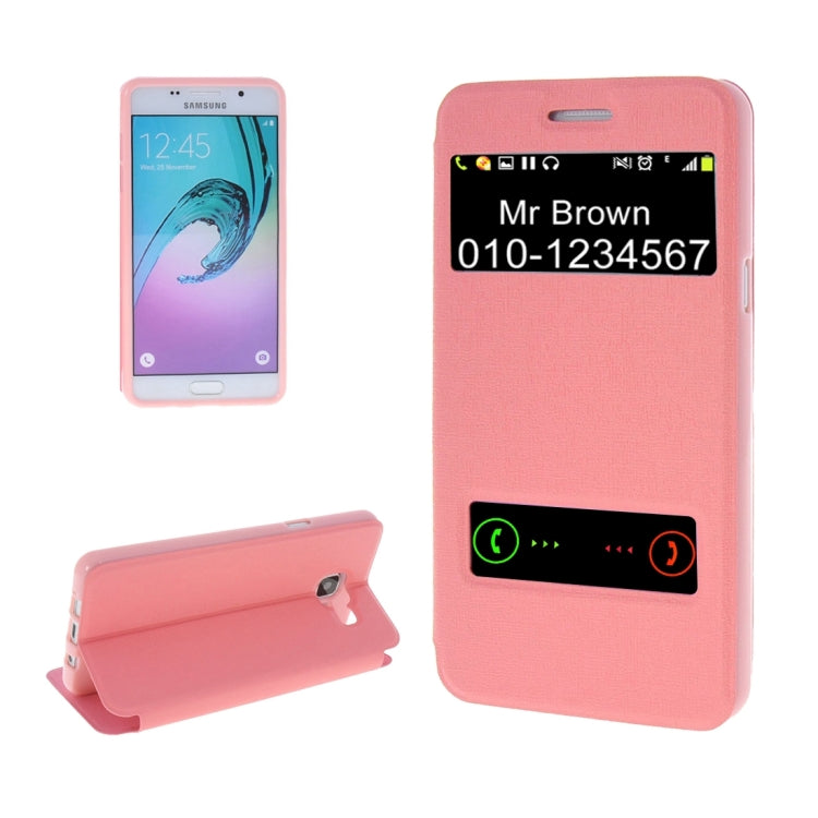 For Galaxy A7 (2016) / A710 Oracle Texture Horizontal Flip TPU + PU Leather Case with Caller ID Window & Holder