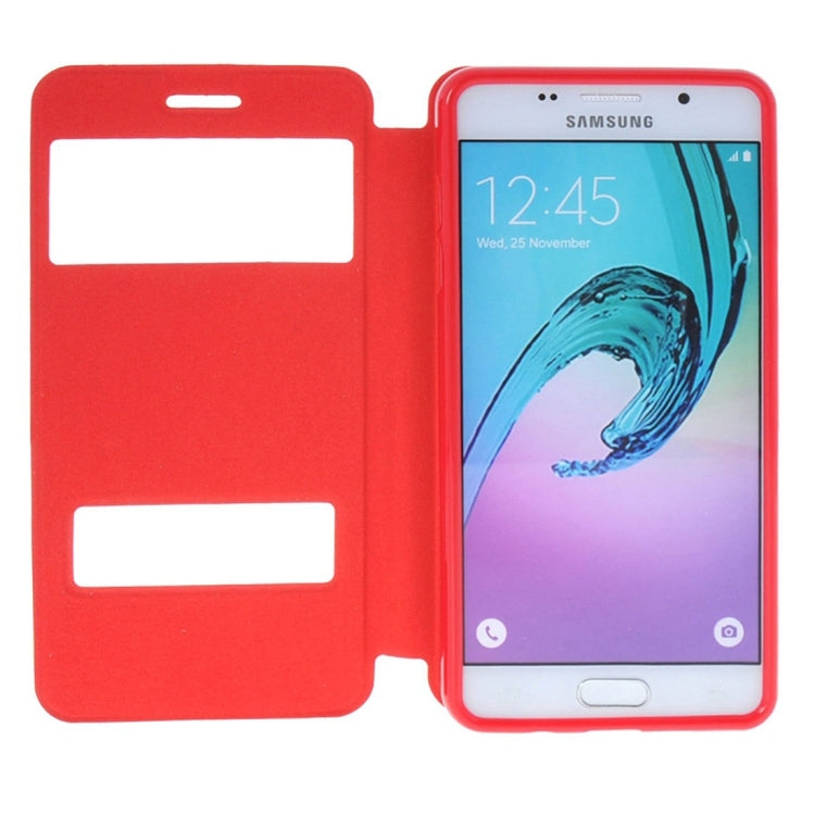 For Galaxy A7 (2016) / A710 Oracle Texture Horizontal Flip TPU + PU Leather Case with Caller ID Window & Holder